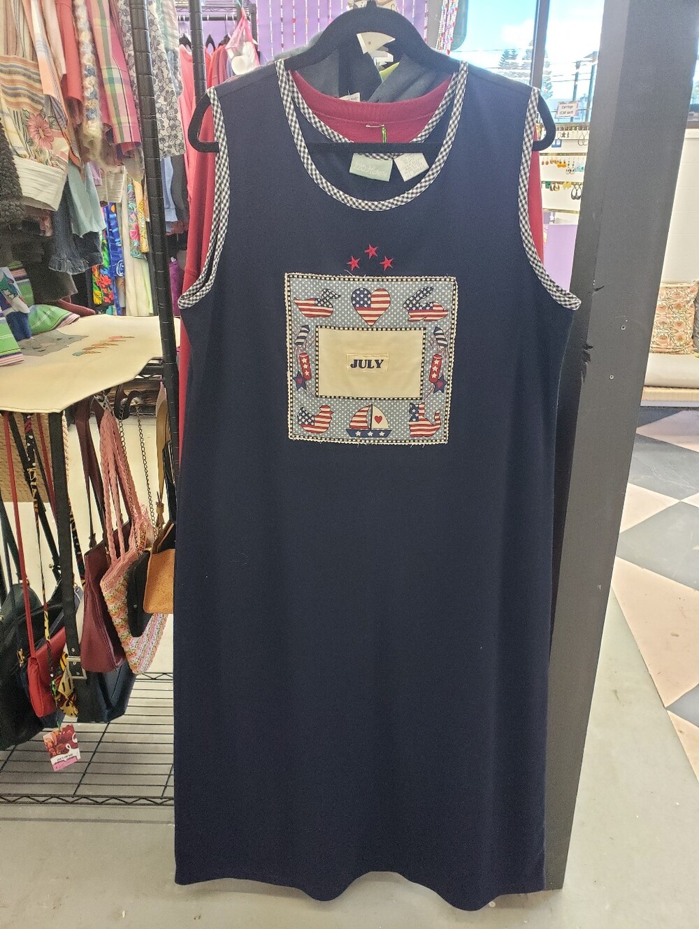 Upcycled July Gingham Star Dress